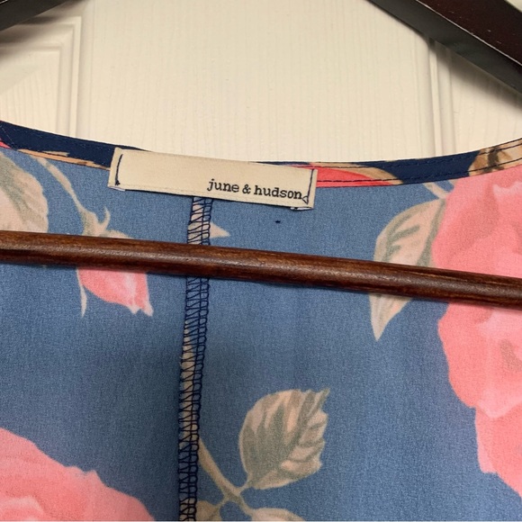 JUNE & HUDSON | Navy Rose Midi Dress Sz L - Picture 5 of 7